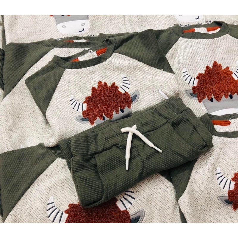 Bộ nỉ len trâu C&A sz 0-9M