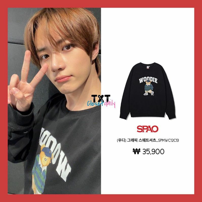 2 mẫu áo nỉ in hình cute giống Beomgyu và Huening Kai TXT