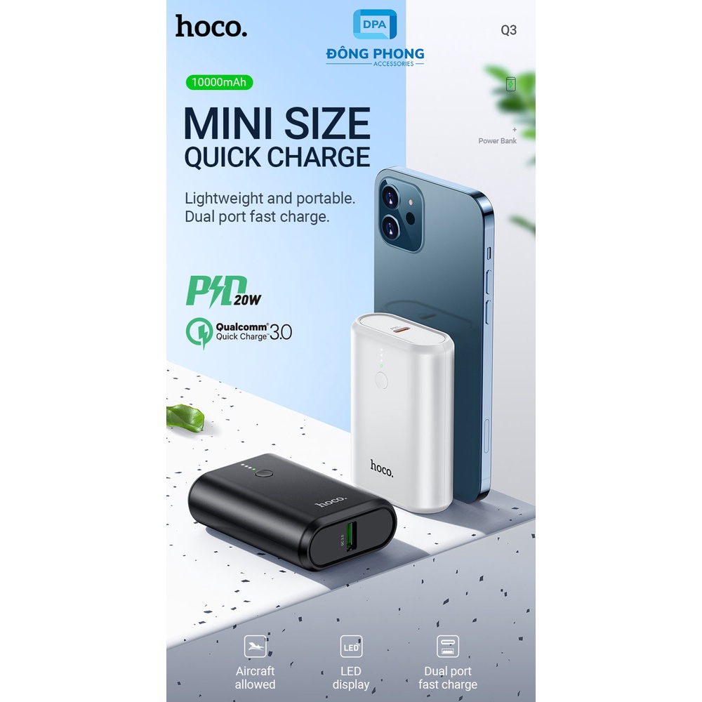 Pin Sạc Dự Phòng Mini Hoco Q3 10000mAh Hỗ Trợ Sạc Nhanh QC3.0 PD 20W