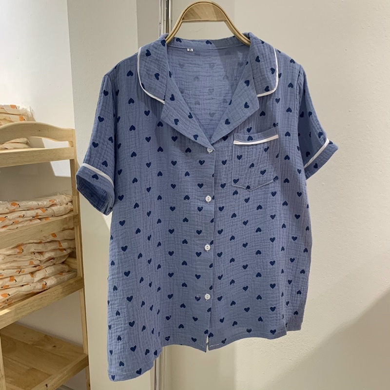 ĐỒ NGỦ XÔ MUSLIN đồ bộ mặc nhà vải xô nhăn hoạ tiết dễ thương | BigBuy360 - bigbuy360.vn