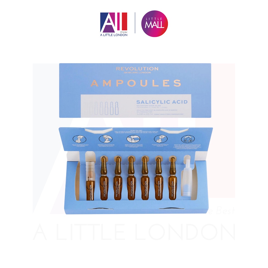 [TOP 1 SHOPEE] Tinh chất giảm mụn, giảm dầu Revolution Skincare Salicylic Acid Ampoules 7*2ml (Bill Anh)