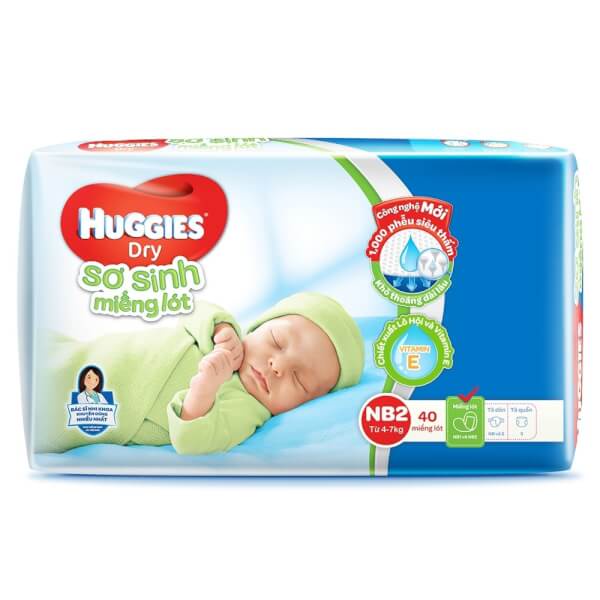 [Tặng thêm 10 MIẾNG TÃ DÁN] Miếng lót sơ sinh Huggies Newborn 1 N64 (Gói 64 miếng)/ Newborn 2 N40, Thị Nhím Store