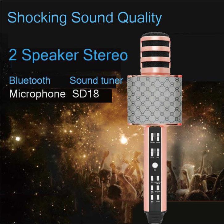 [𝑩𝒂̉𝒏 𝑵𝒂̂𝒏𝒈 𝑪𝒂̂́𝒑] MICRO KARAOKE BLUETOOTH SD18 - KẾT NỐI NHANH - MICRO THU ÂM TỐT - ÂM THANH CỰC HAY