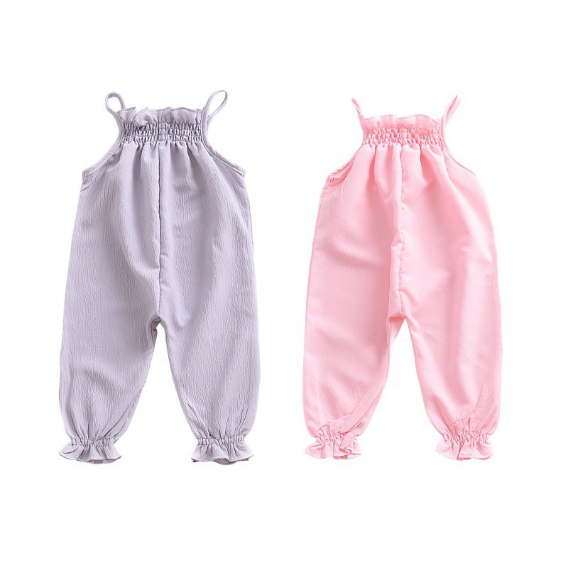 Áo liền quần cotton cộc tay màu trơn phong cách Âu Mỹ cho bé