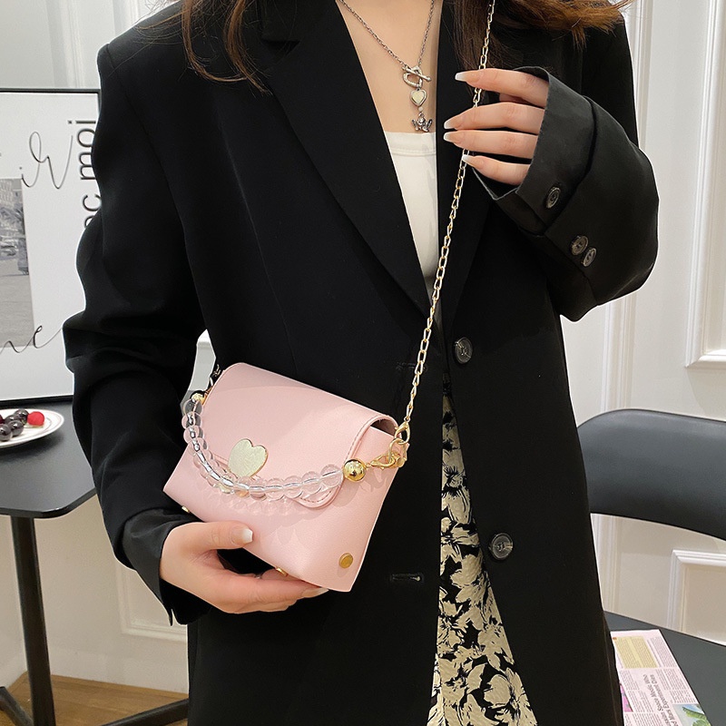 Túi Đeo Vai Hình Vuông Cỡ Nhỏ Có Khóa Trái Tim Thời Trang Cho Nữ