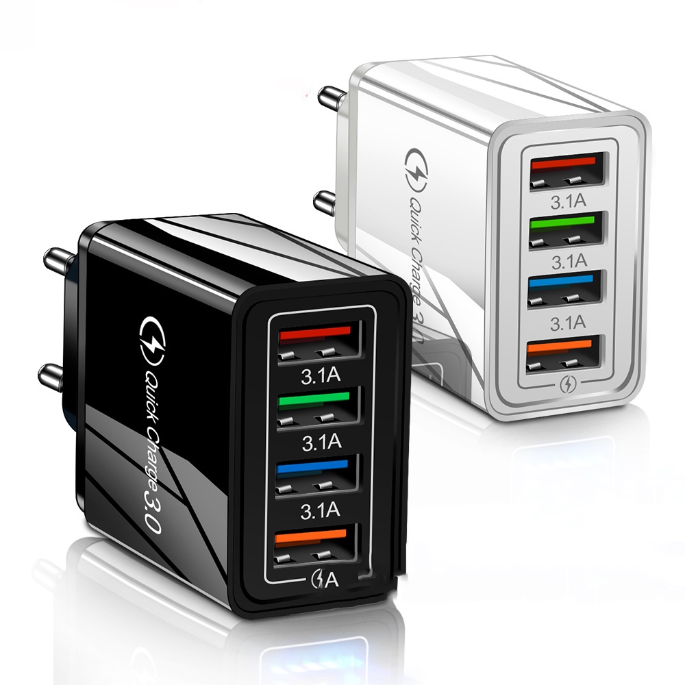 Củ sạc điện thoại 4 cổng USB nhiều màu sắc tùy chọn tiện lợi khi đi du lịch