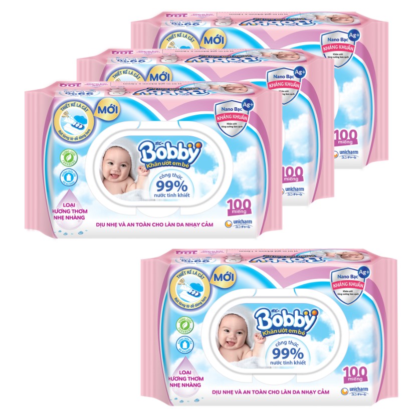 COMBO 12 GÓI KHĂN ƯỚT BOBBY 100 TỜ