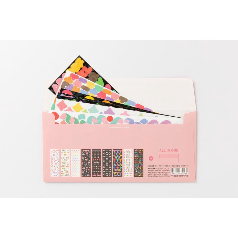 Set 9 Tấm Sticker ARTBOX Hàn Quốc Hologram Lấp Lánh Dễ Thương Phong Bì Màu Hồng