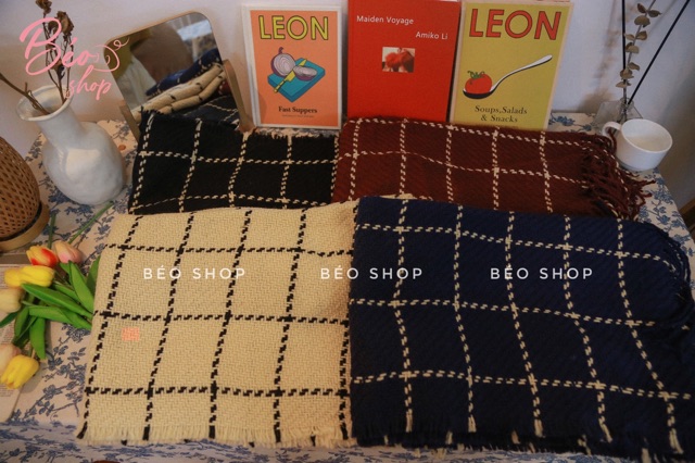 Khăn len , khăn quàng cổ kẻ sọc nữ phiên bản Hàn quốc