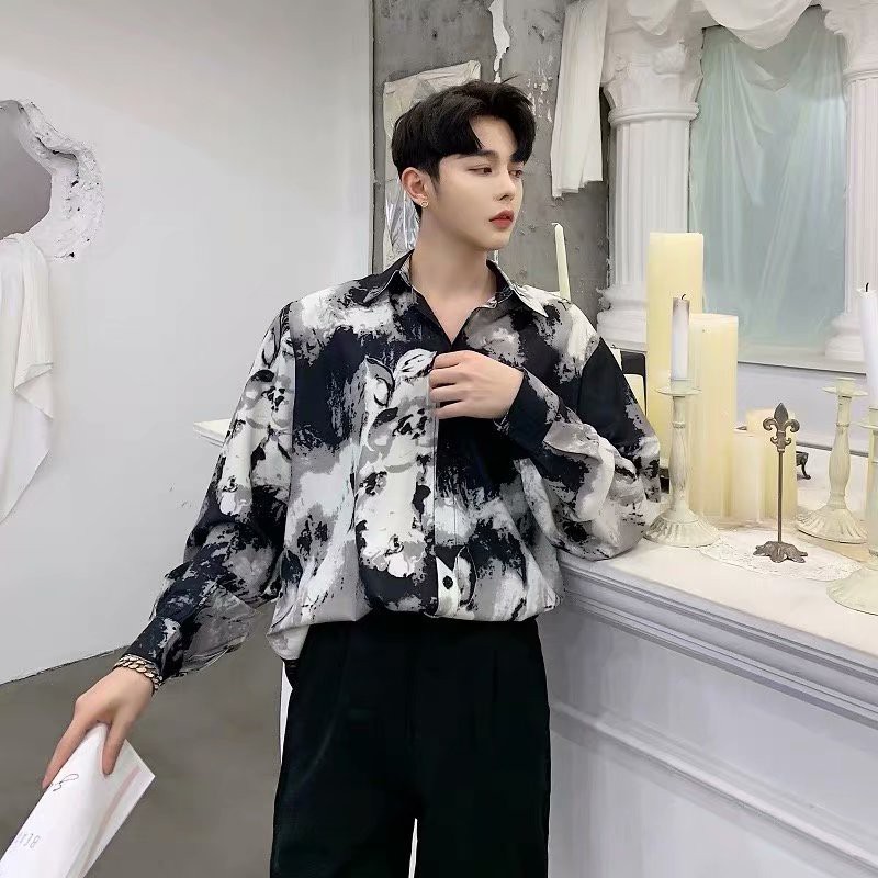 Áo Sơ Mi Tay Dài Chống Nắng In Họa Tiết Hoa Phong Cách Hàn Quốc Cho Nam