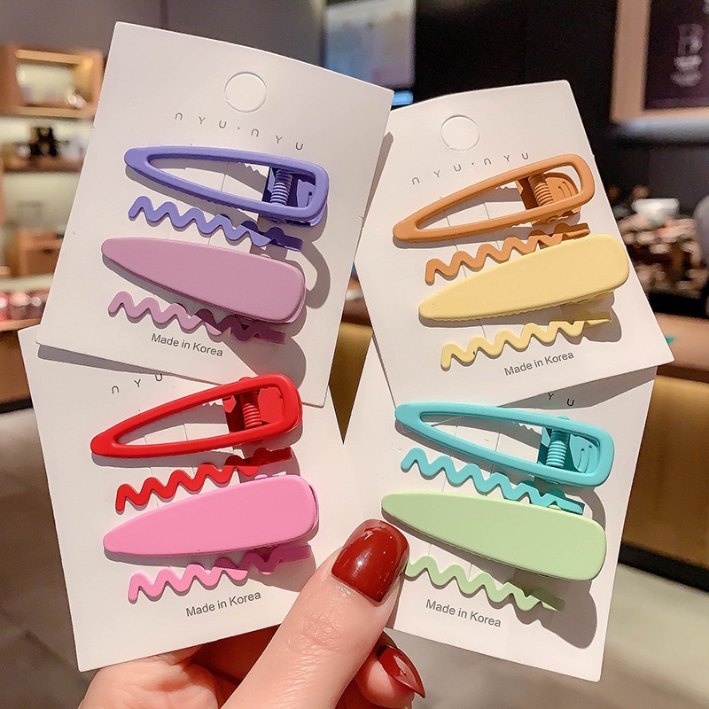 set 4 kẹp tóc hình giọt nước đơn giản xinh xắn cho nữ thẻ
