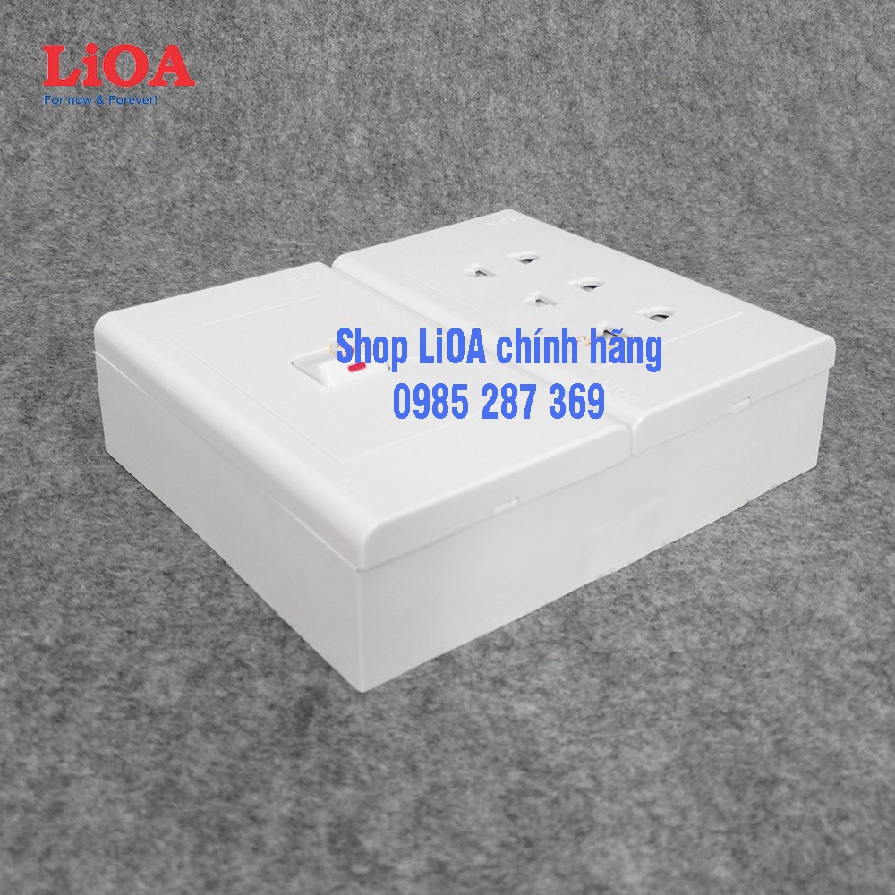 Combo ổ cắm điện ba 2 chấu LiOA 16A 3520W + 1 công tắc điện - Lắp nổi