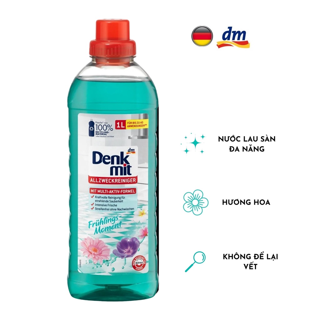 Denkmit - Nước lau sàn hương hoa Allzweckreiniger Frühlings Moment, 1 lít - hàng nhập khẩu Đức