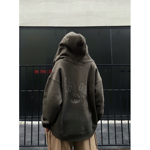 ÁO KHOÁC UNISEX ZIP HOODIE ALPHABET PATCH POWROFFICIAL