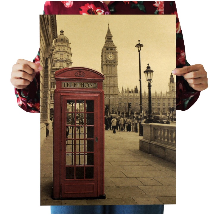 Poster London hình booth London trang trí quán cà phê/điện thoại
