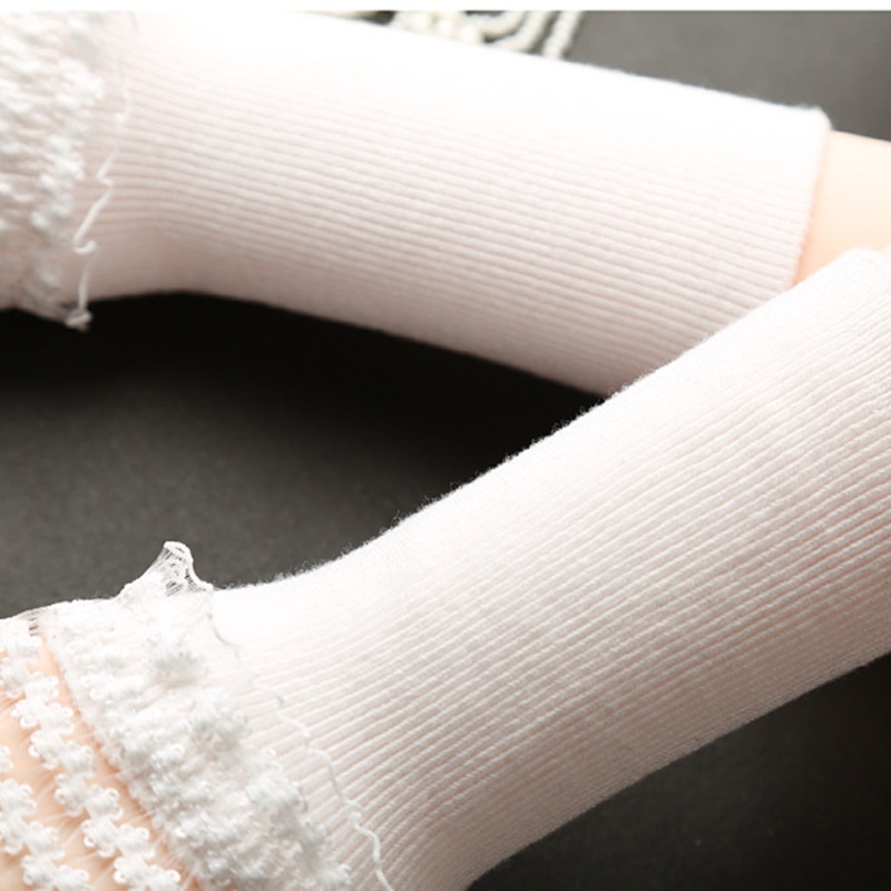 Găng Tay Len Hở Ngón Phối Ren Giả Giữ Ấm Cho Nữ