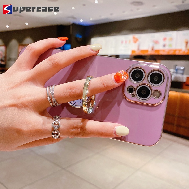 Ốp Điện Thoại Tpu Dẻo Mạ Viền 6d Kèm Giá Đỡ Nhẫn Hình Cỏ Ba Lá Cho Xiaomi Mi 11 10 Pro Lite Ultra 10s 10t Lite Poco M2 Pro