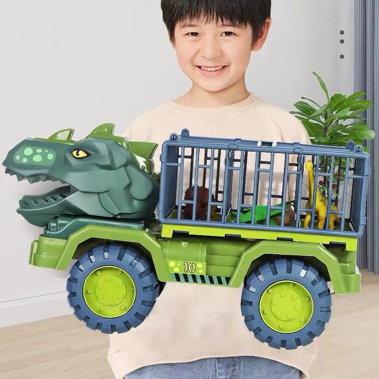 Xe đồ chơi khủng long chở thú, ô tô khủng long chở thú size đại dài 40cm