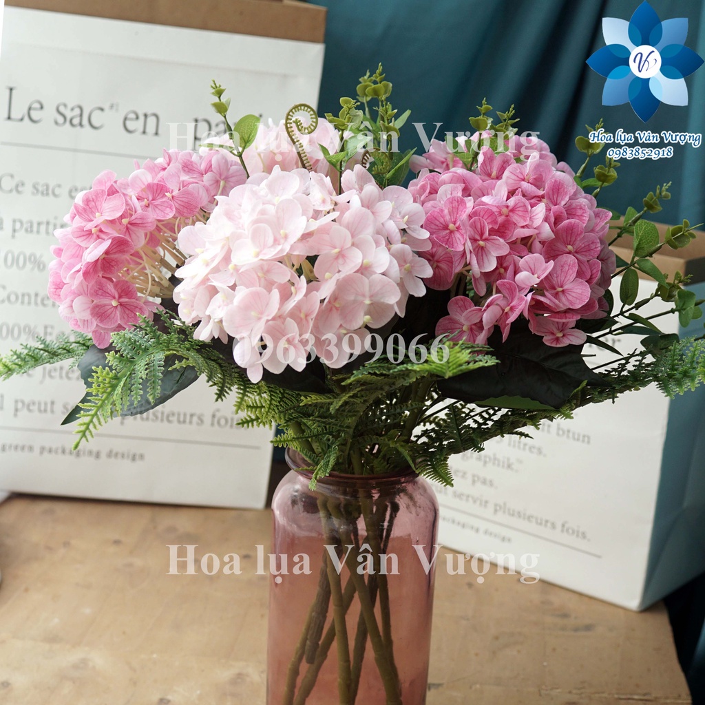 HOA GIẢ 🌺 HOA CẨM TÚ CẦU CAO SU CÀNH DÀI 46CM