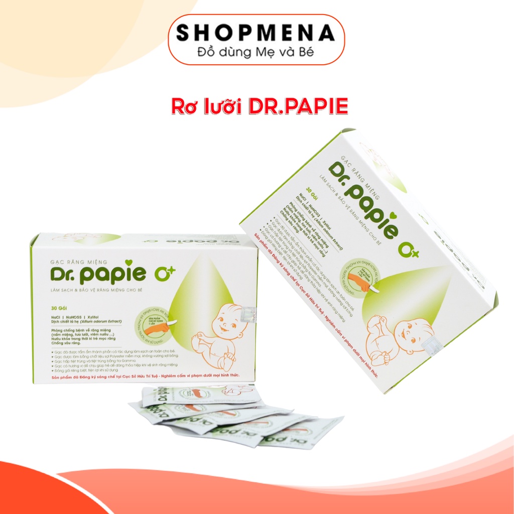 Gạc rơ lưỡi Dr.Papie cho bé, giúp vệ sinh răng miệng cho bé gói 30 cái