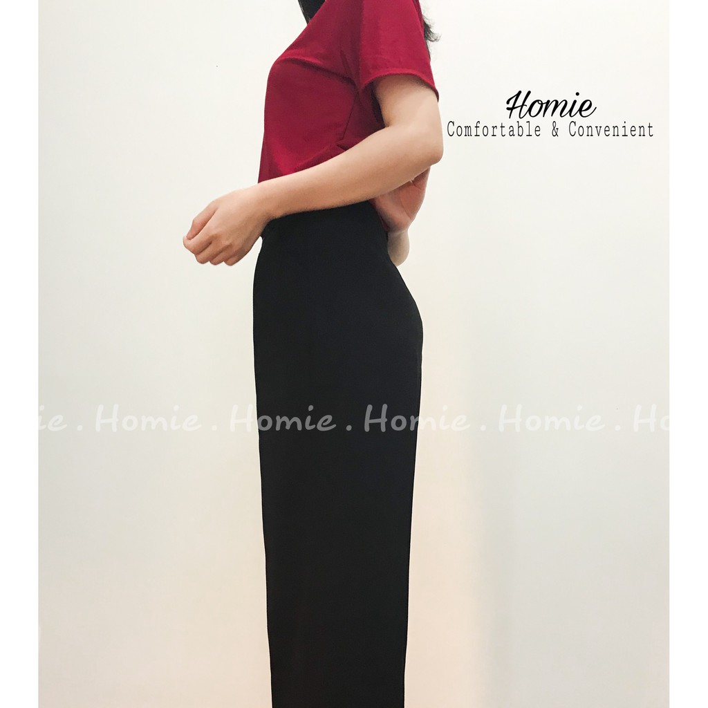 Quần vải suông ông rộng nữ lưng cao màu đen HOMIE cao cấp vải vitex, quần cullotes ống rộng đẹp - A8631 | BigBuy360 - bigbuy360.vn