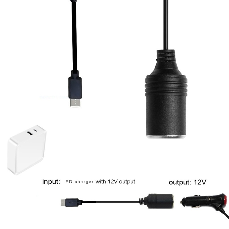 【3C】Dây cáp chuyển đổi USB C PD Type C sang 12V cho xe hơi