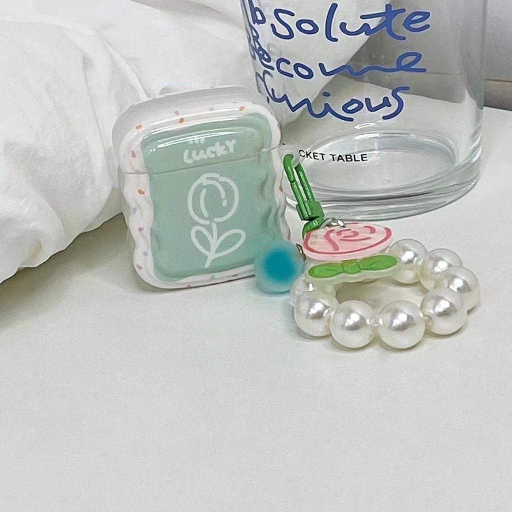 Vỏ Bảo Vệ Hộp Sạc Tai Nghe Bluetooth airpods 1 2 3 pro Bằng tpu Mềm Hình Hoa tulip Đính Hạt Phối Dây Ruy Băng Dễ Thương Mới