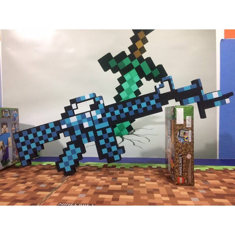 Đồ chơi súng máy minecraft kim cương