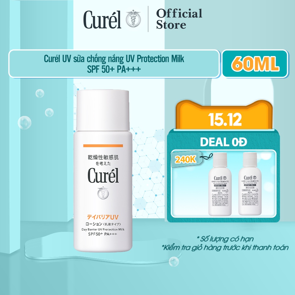 Sữa chống nắng Curel UV Protection Milk SPF 50+ PA+++ 60ml