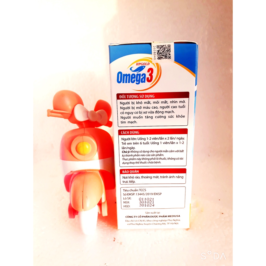 Viên dầu cá Omega 3, giúp cải thiện thị lực, hỗ trợ giảm nguy cơ xơ vữa động mạch, tốt cho tim mạch