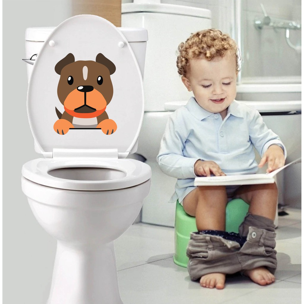 Decal dán nắp bồn cầu toilet họa tiết hoạt hình