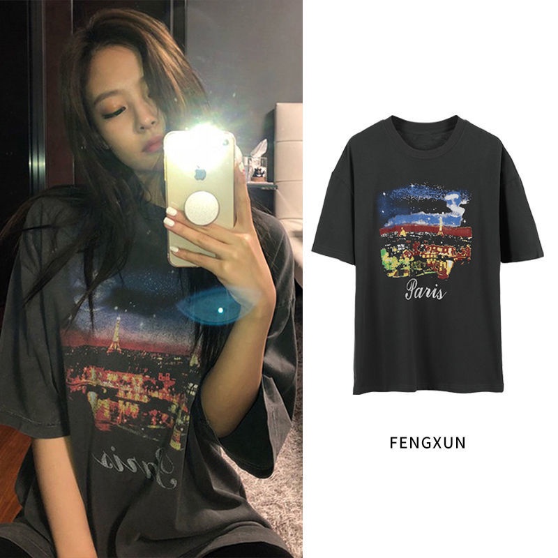 Áo phông tay cộc vợ quốc dân Jennie Blackpink