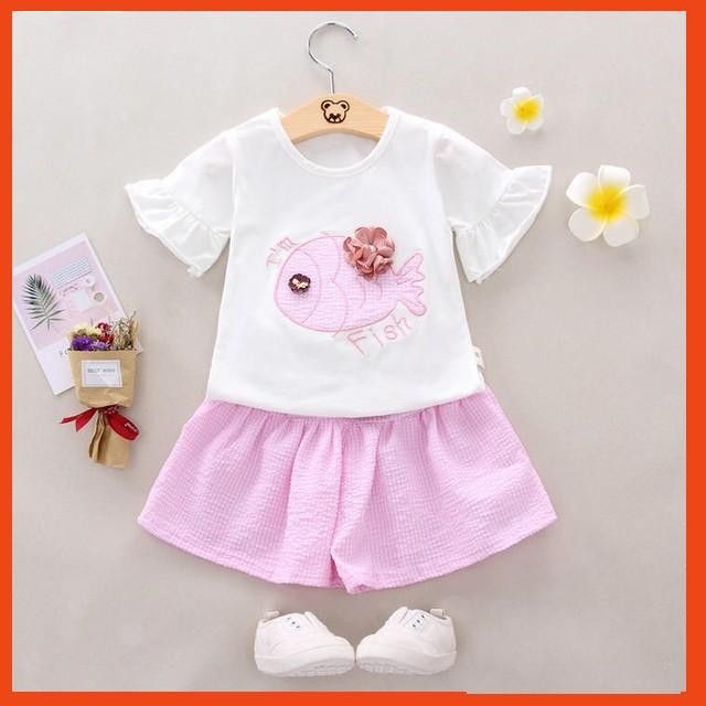 Quần Áo Trẻ Em 🌈Bộ cộc tay cho bé 🌈Bộ mặc hè hình cá chất cotton M41