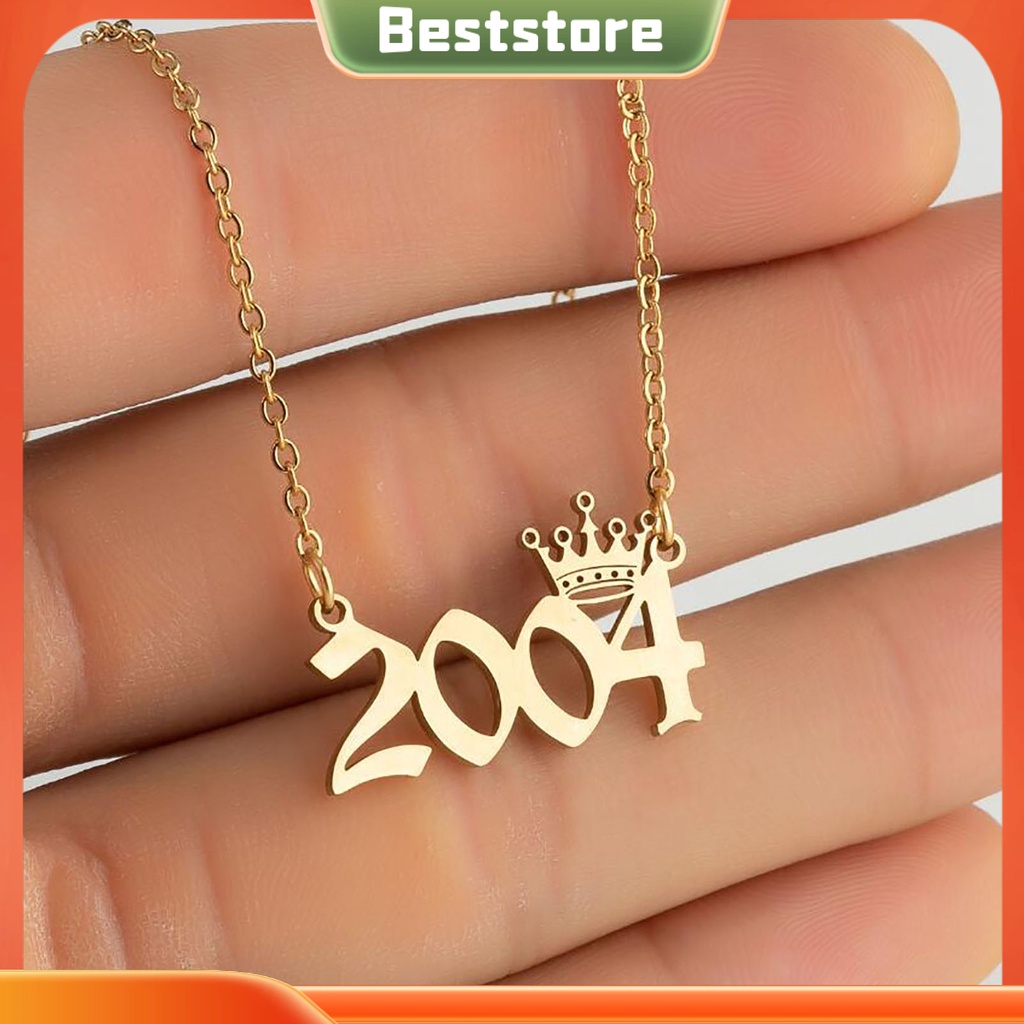 Vòng cổ mặt hình năm sinh vương miện mới bằng thép không gỉ cho nữ