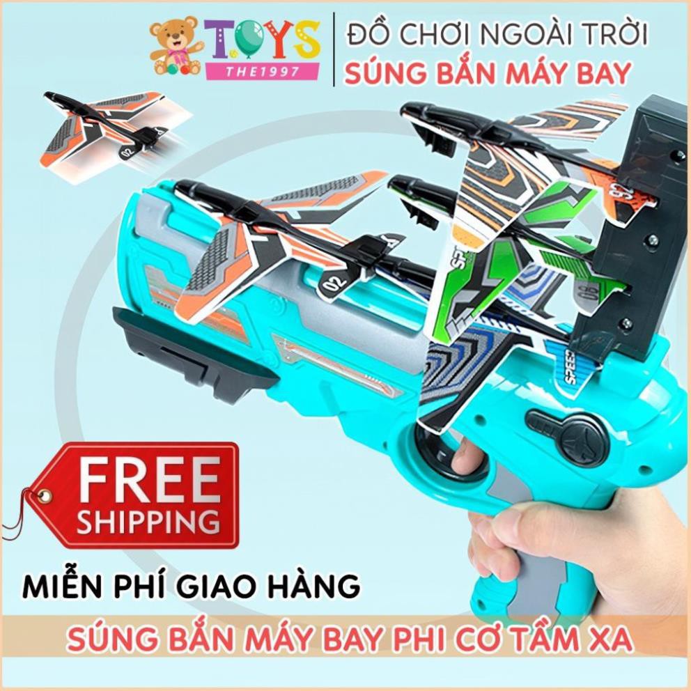 Đồ chơi súng bắn máy bay cho trẻ em, đồ chơi phóng máy bay uốn lượn ngoài trời tăng khả năng vận động