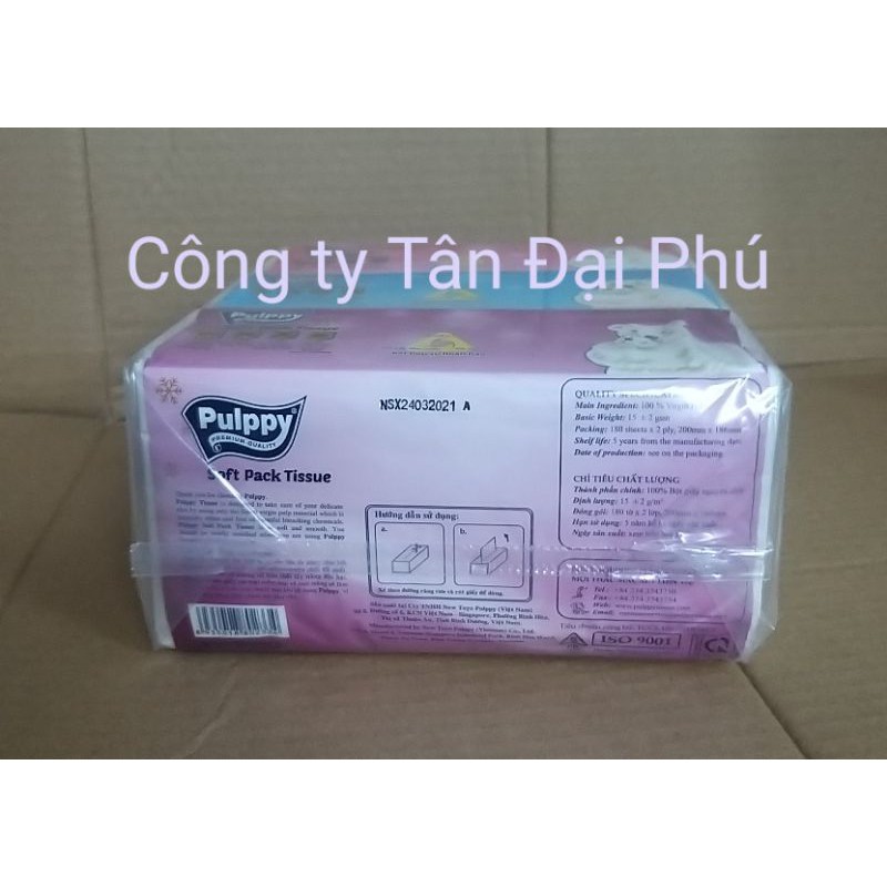 Combo 3 gói khăn giấy rút Pulppy 180 tờ - Pulppy softpack tissue 180s
