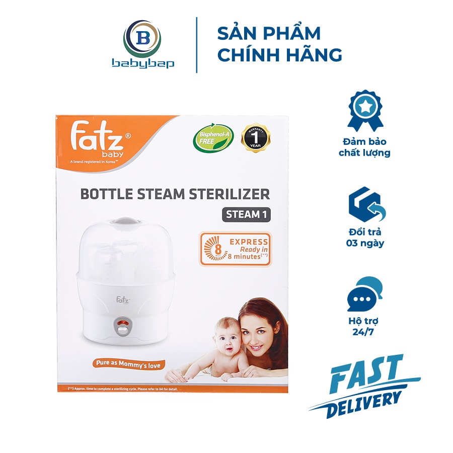 Máy Tiệt Trùng 6 Bình Fatzbaby Steam 1 FB4019SL Vật Liệu Nhựa An Toàn Không Có BPA