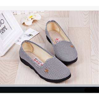 Giày Lười Nữ Kẻ Caro