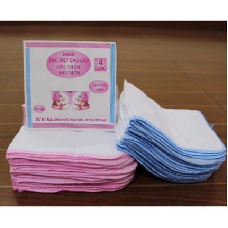 Khăn Sữa Cho Bé, Thị Nhím Store, 10 Khăn Xô khăn sữa KI Ba Việt Nam loại 2-3-4 lớp KT 28 x 28 cm