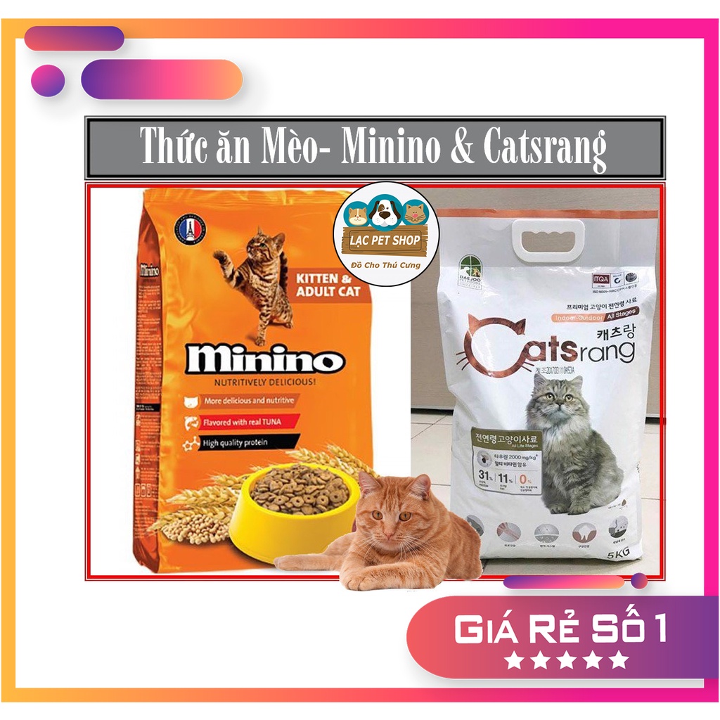 Thức ăn mèo MININO và CATSRANG, dùng cho mèo mọi lứa tuổi thức ăn mèo dạng hạt mèo khô