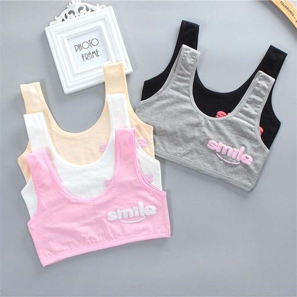 Cleoes Áo Ngực Thể Thao Bằng Cotton In Hình Mặt Cười Dễ Thương Cho Nữ Sinh