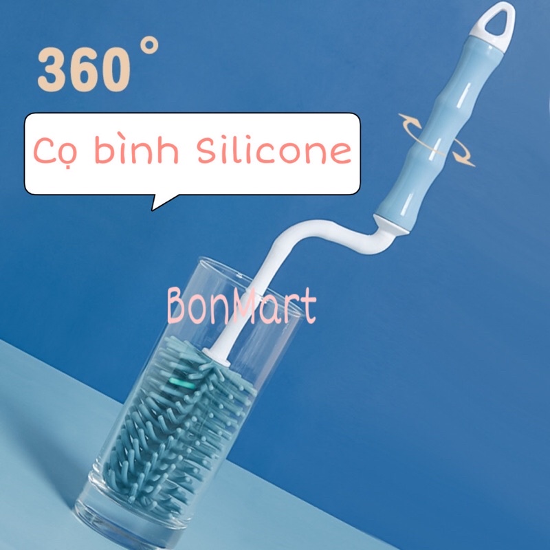 Cọ rửa bình sữa Silicon Package cao cấp 2 chi tiết [Tay cầm xoay 360 độ]