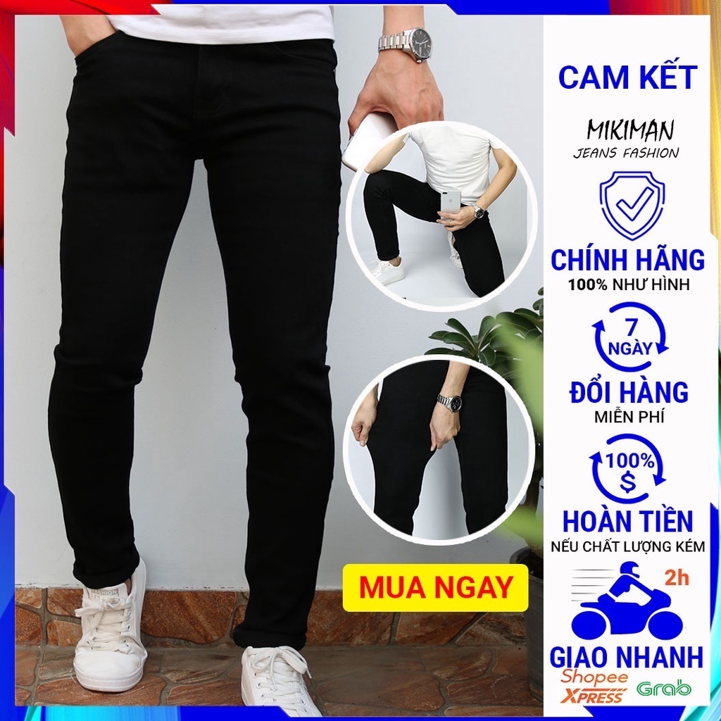 Quần Jean Nam Đen Trơn Cao Cấp Không Ra Màu Chất Bò Dày Co Giãn Tốt Dáng SlimFIt _DJ10001 | BigBuy360 - bigbuy360.vn