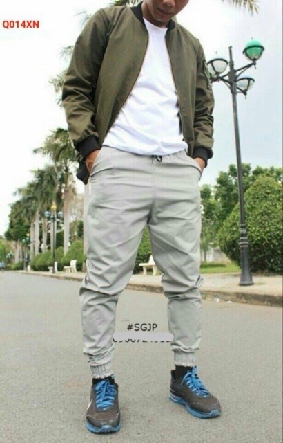 [NAM] Quần Jogger Kaki Khóa Zip hàng có sẵn form 45-90kg