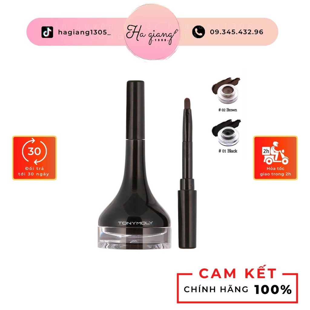 Gel Kẻ Mắt Tony Moly Back Eyeliner Long Brush eyeline tự nhiên, lôi cuốn và ấn tượng