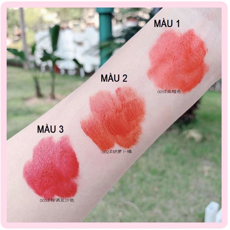 Set son kem lì 3 cây Herorange Tết vỏ hồng phấn 3Cx Slim Lip Gloss Kit Senabeauty