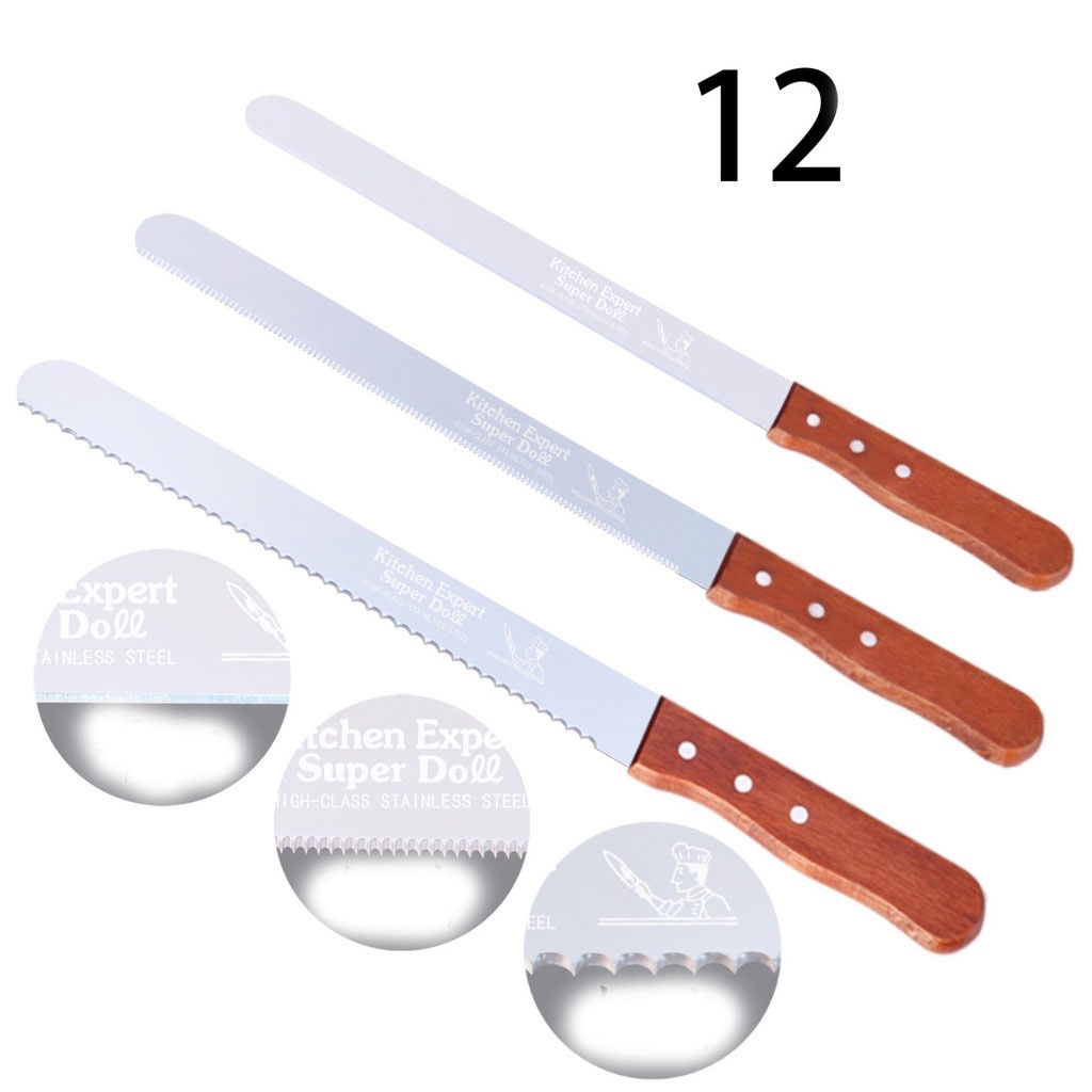 Dao cắt bánh cán gỗ 12 inch răng thưa