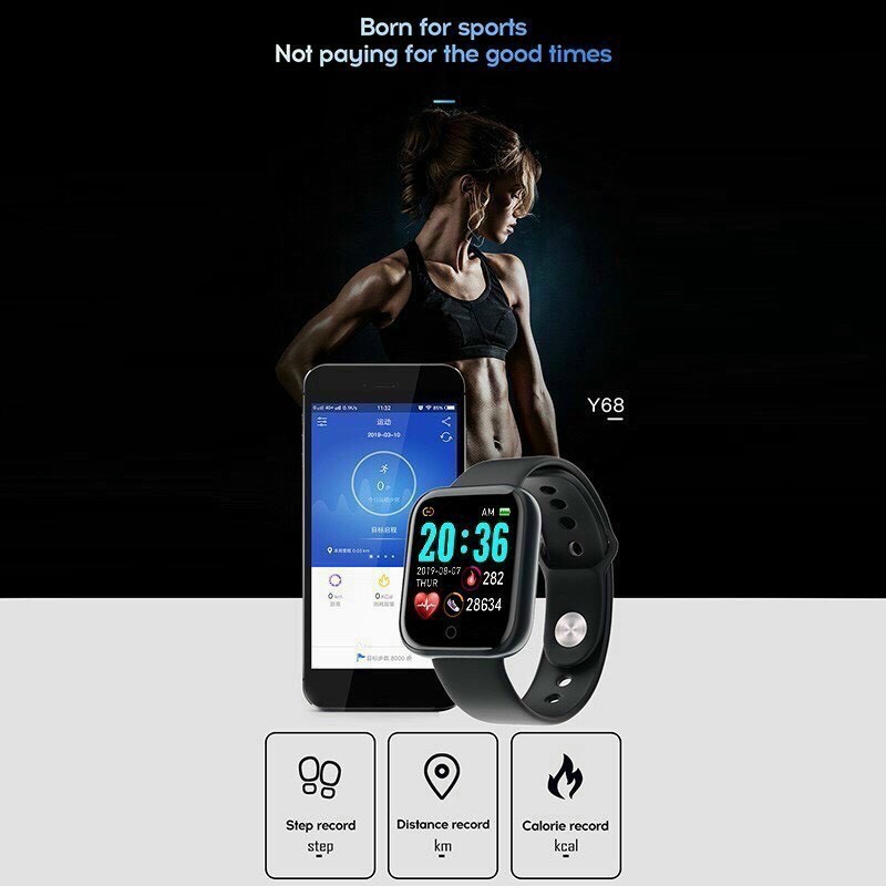 Đồng hồ thông minh Y68 chông nước kết nối Bluetooth | BigBuy360 - bigbuy360.vn