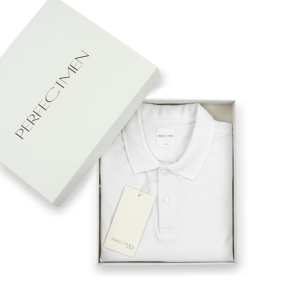 Áo Polo nam cao cấp 100% cotton PERFECTMEN vải cá sấu màu trắng co giãn 4 chiều thoáng mát xuất xịn sang trọng | BigBuy360 - bigbuy360.vn