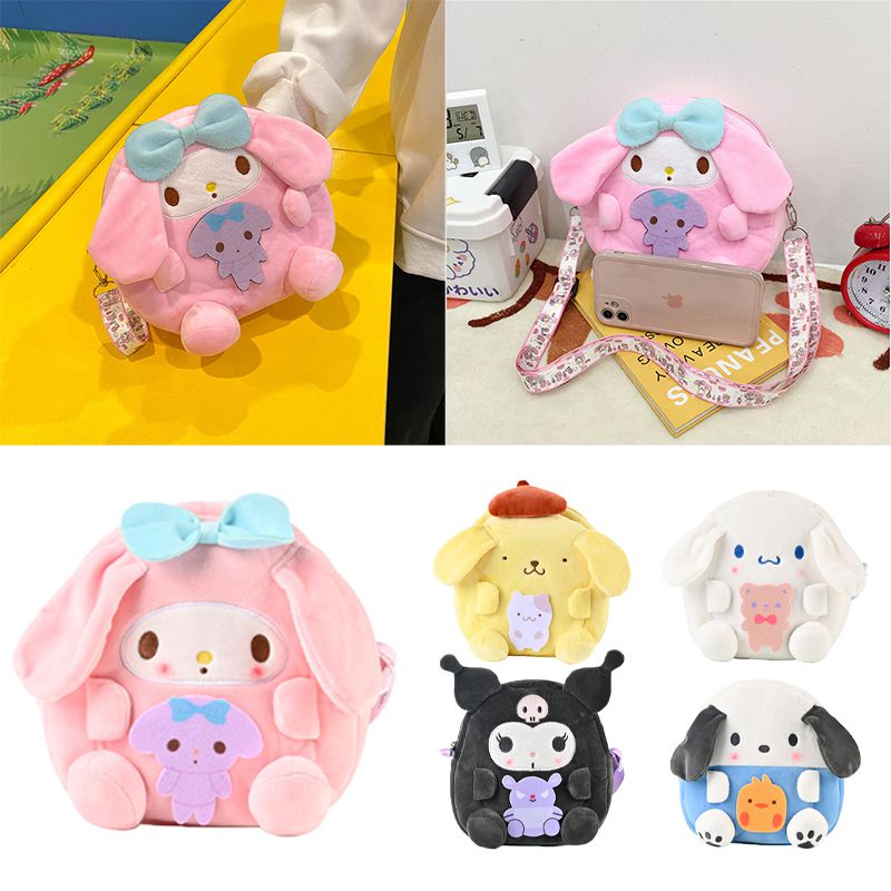 SANRIO Túi Đeo Chéo Hình Thú Nhồi Bông Dễ Thương 20cm